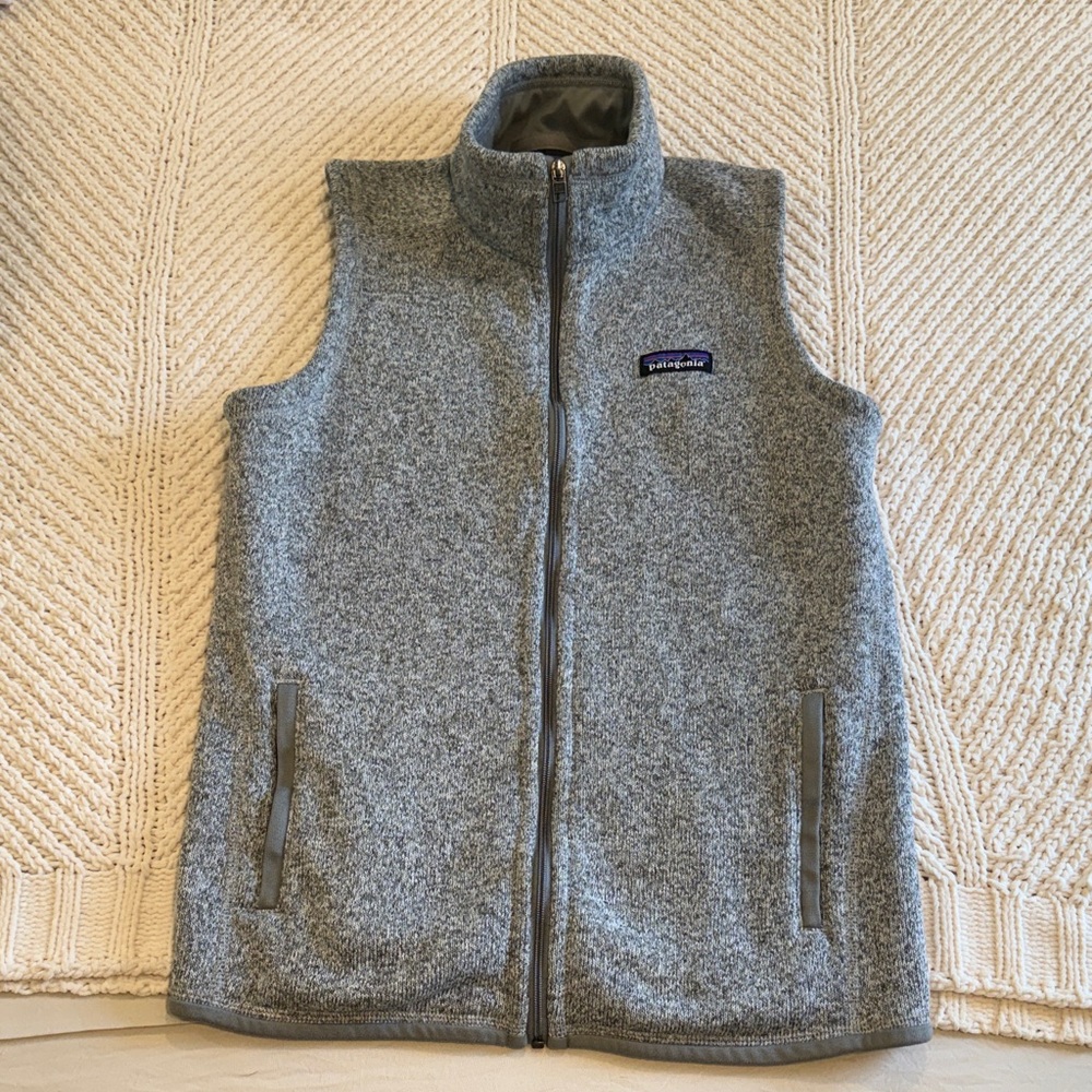 Patagonia Light Gray Zip-Up Fleece Vest